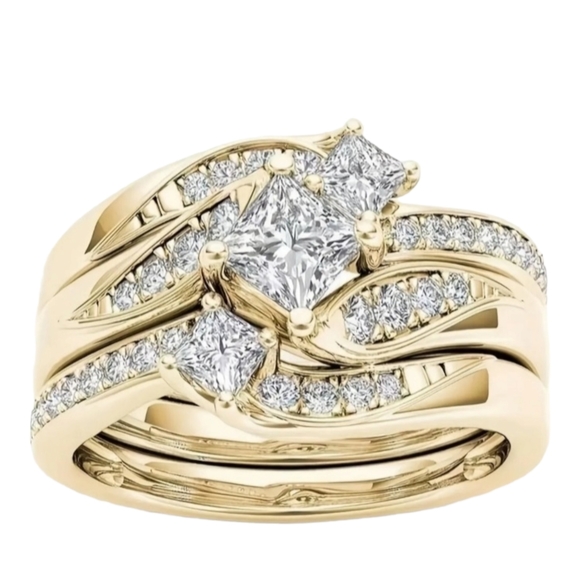 Princess-cut Diamond Bridal Set - Picture 7 of 16